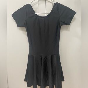 Girl size medium Black dance unitard dress with short sleeves